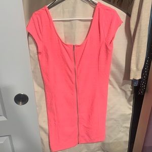 H&M hot pink front zip dress